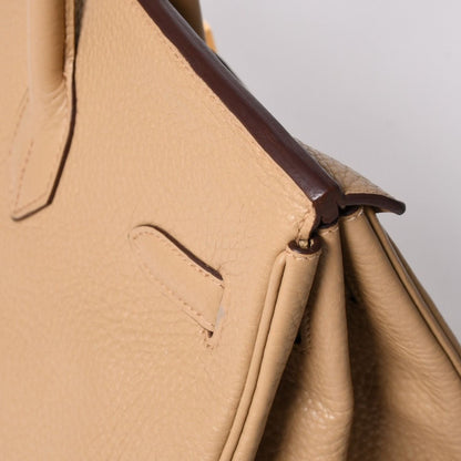 Hermes Birkin 35 Beige Gold Taurillon Clemence Handbag — view 6