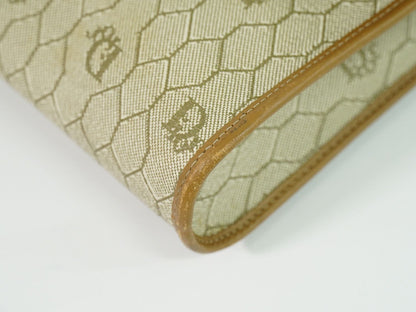 Dior Honeycomb Pattern Shoulder Bag Pochette Leather Beige Brown — view 7