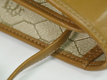Dior Honeycomb Pattern Shoulder Bag Pochette Leather Beige Brown — view 5