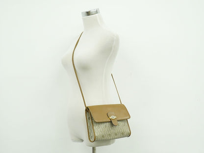 Dior Honeycomb Pattern Shoulder Bag Pochette Leather Beige Brown — view 6
