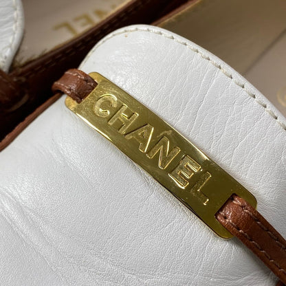 Chanel Bicolor Gold Plate Leather Loafers 37c Shoes — view 7