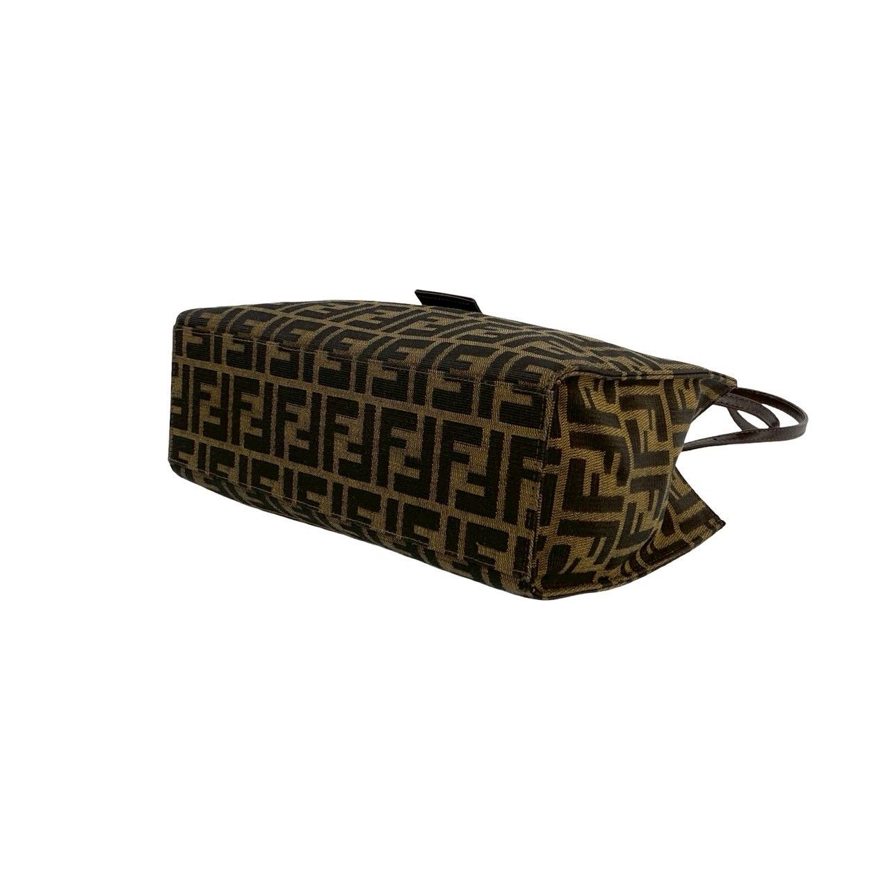 Fendi Vintage Zucca FF Logo Canvas Leather Tote Shoulder Bag Brown — view 8