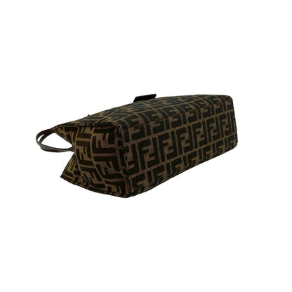 Fendi Vintage Zucca FF Logo Canvas Leather Tote Shoulder Bag Brown — view 7