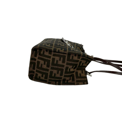 Fendi Vintage Zucca FF Logo Canvas Leather Tote Shoulder Bag Brown — view 6