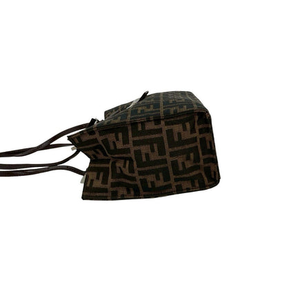 Fendi Vintage Zucca FF Logo Canvas Leather Tote Shoulder Bag Brown — view 5