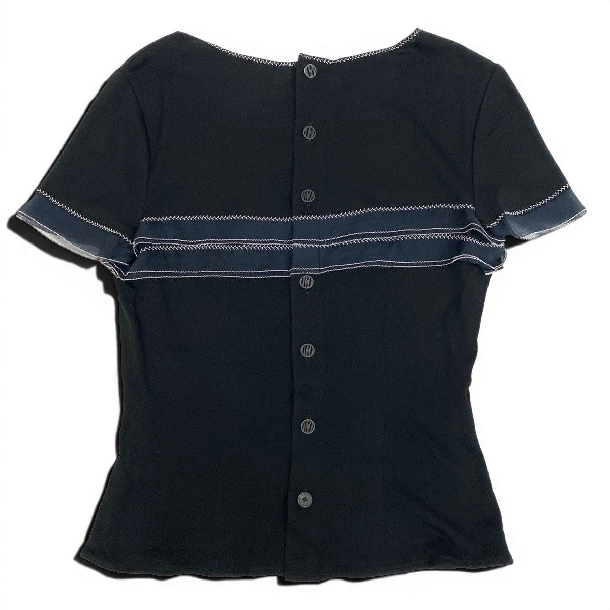 Chanel Short Sleeve Summer Knit Top CC Logo Button 36 Black 100% Rayon Sweater — view 3