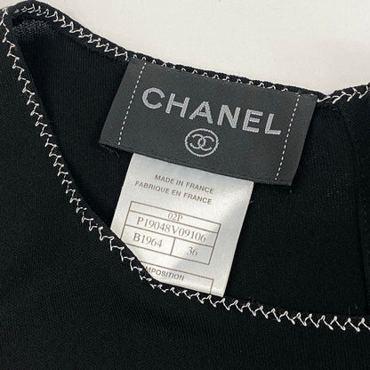 Chanel Short Sleeve Summer Knit Top CC Logo Button 36 Black 100% Rayon Sweater — view 8