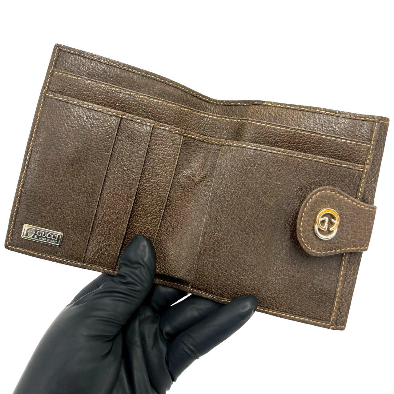Gucci Vintage GG Logo Canvas Leather Bifold Wallet Brown — view 7