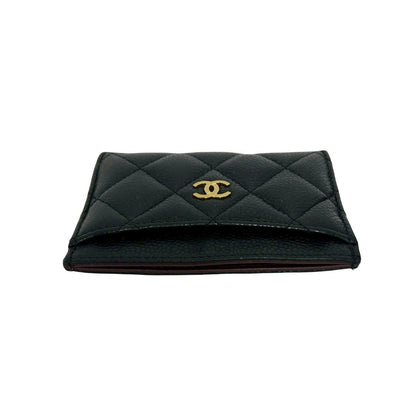 Chanel Box and Seal Quilted CC Logo Caviar Leather Card Case Black — view 3