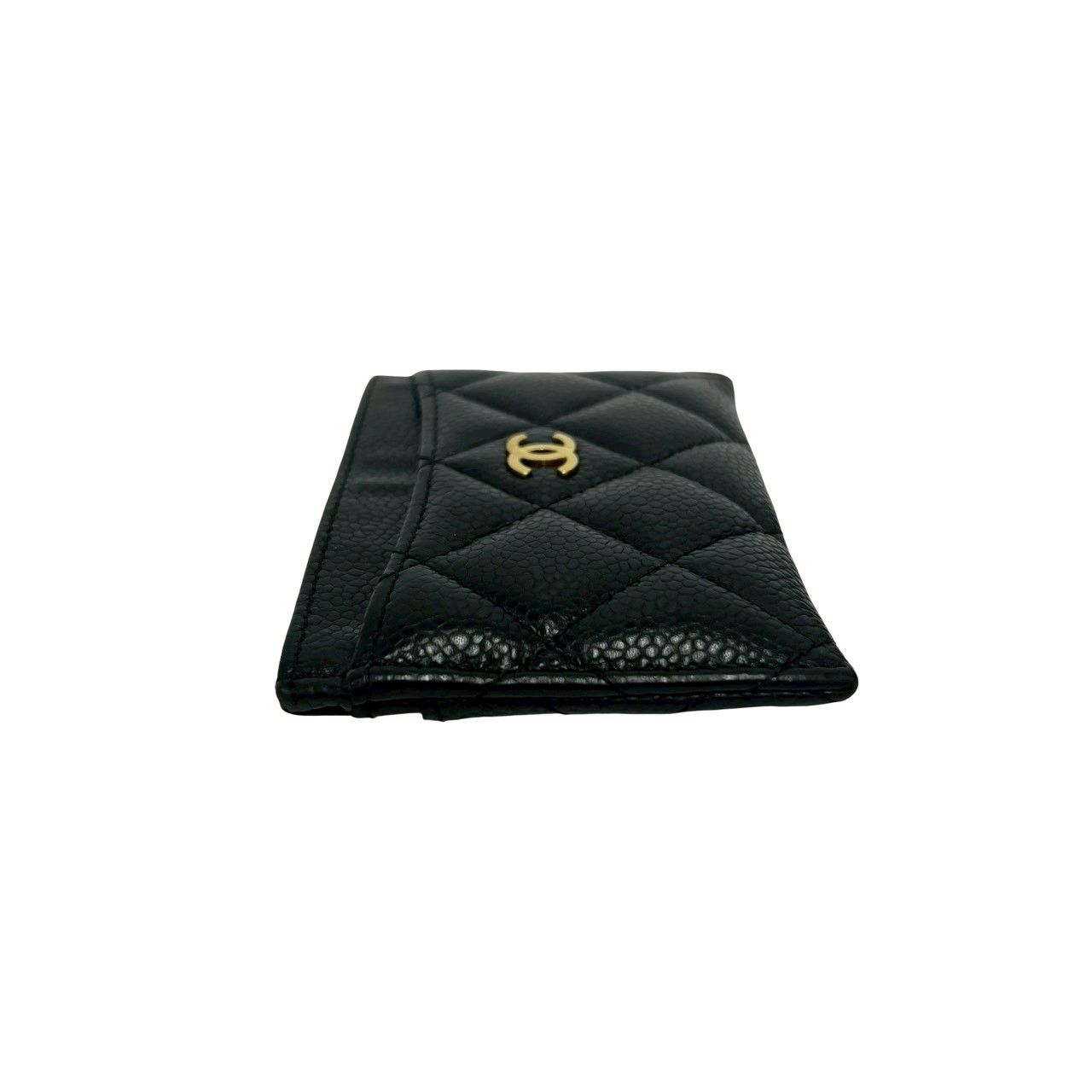 Chanel Box and Seal Quilted CC Logo Caviar Leather Card Case Black — view 4