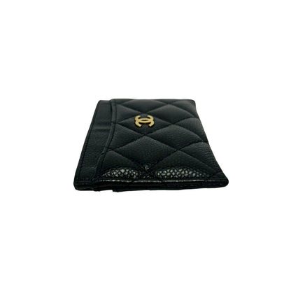 Chanel Box and Seal Quilted CC Logo Caviar Leather Card Case Black — view 4