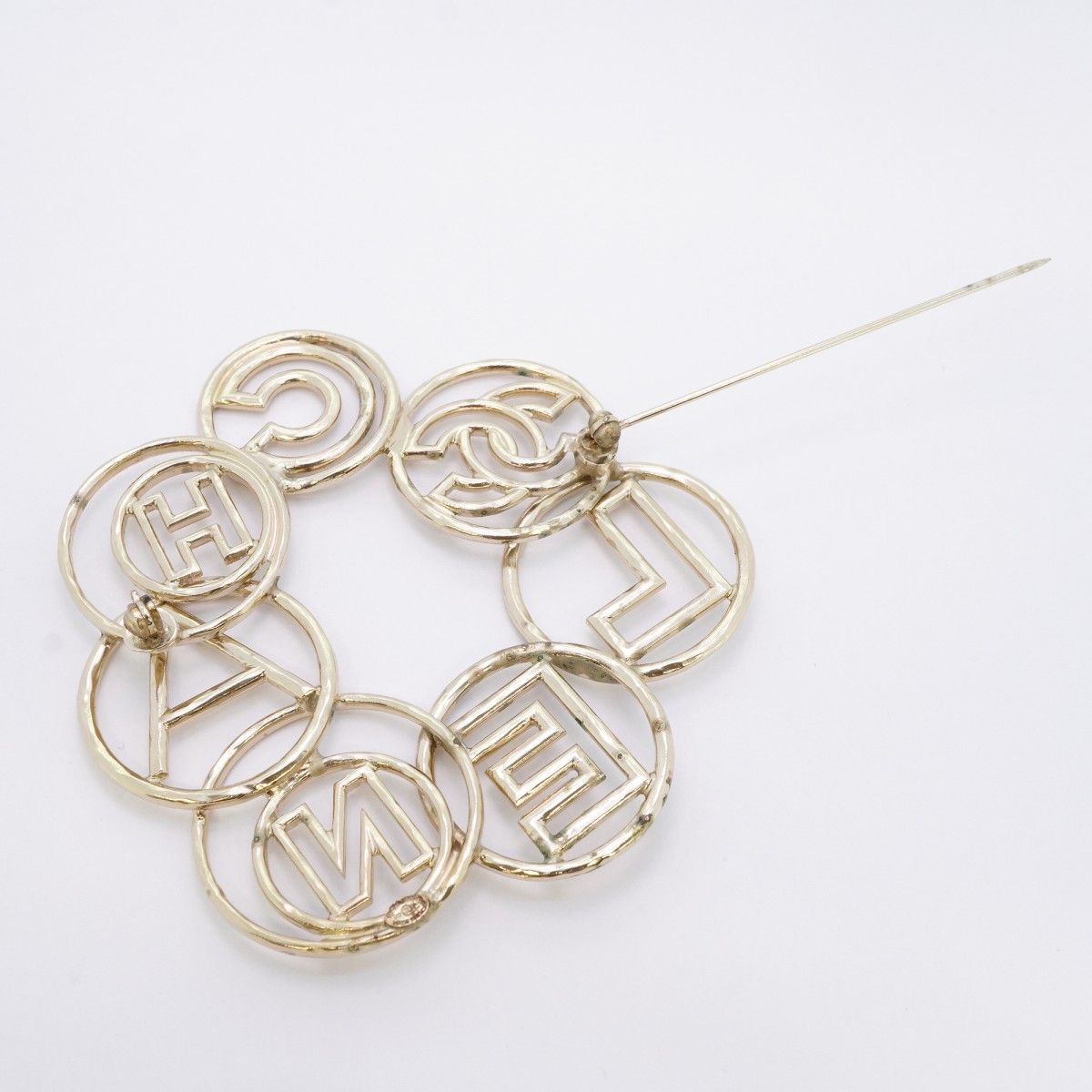 Chanel Brooch Logo Metal Silver — view 6
