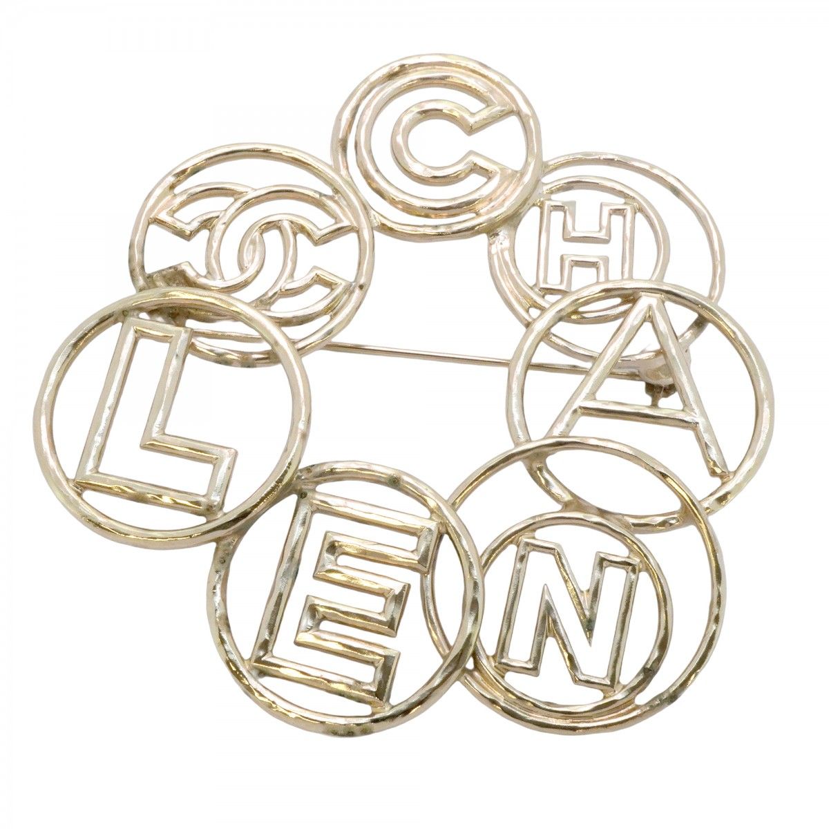 Chanel Brooch Logo Metal Silver