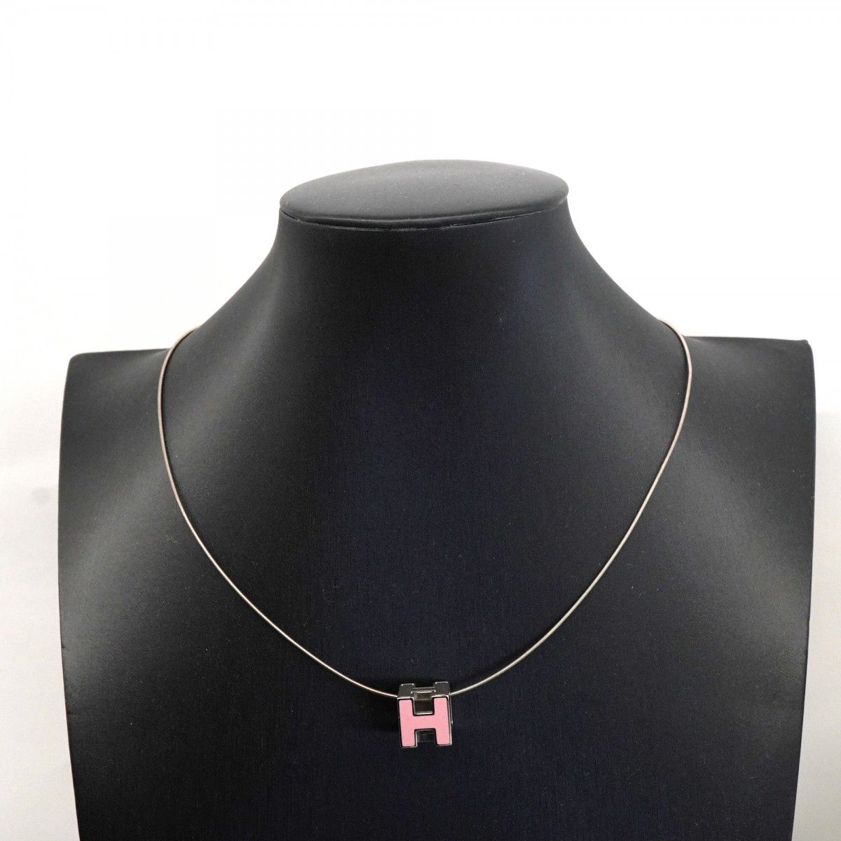 Hermes Necklace Cage Ash Metal Silver Pink — view 6