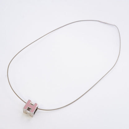 Hermes Necklace Cage Ash Metal Silver Pink — view 3