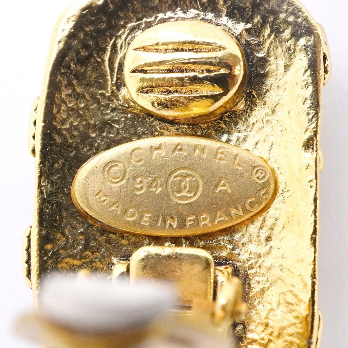 Chanel Earrings Vintage CC Logo Square Gold Plated — view 4