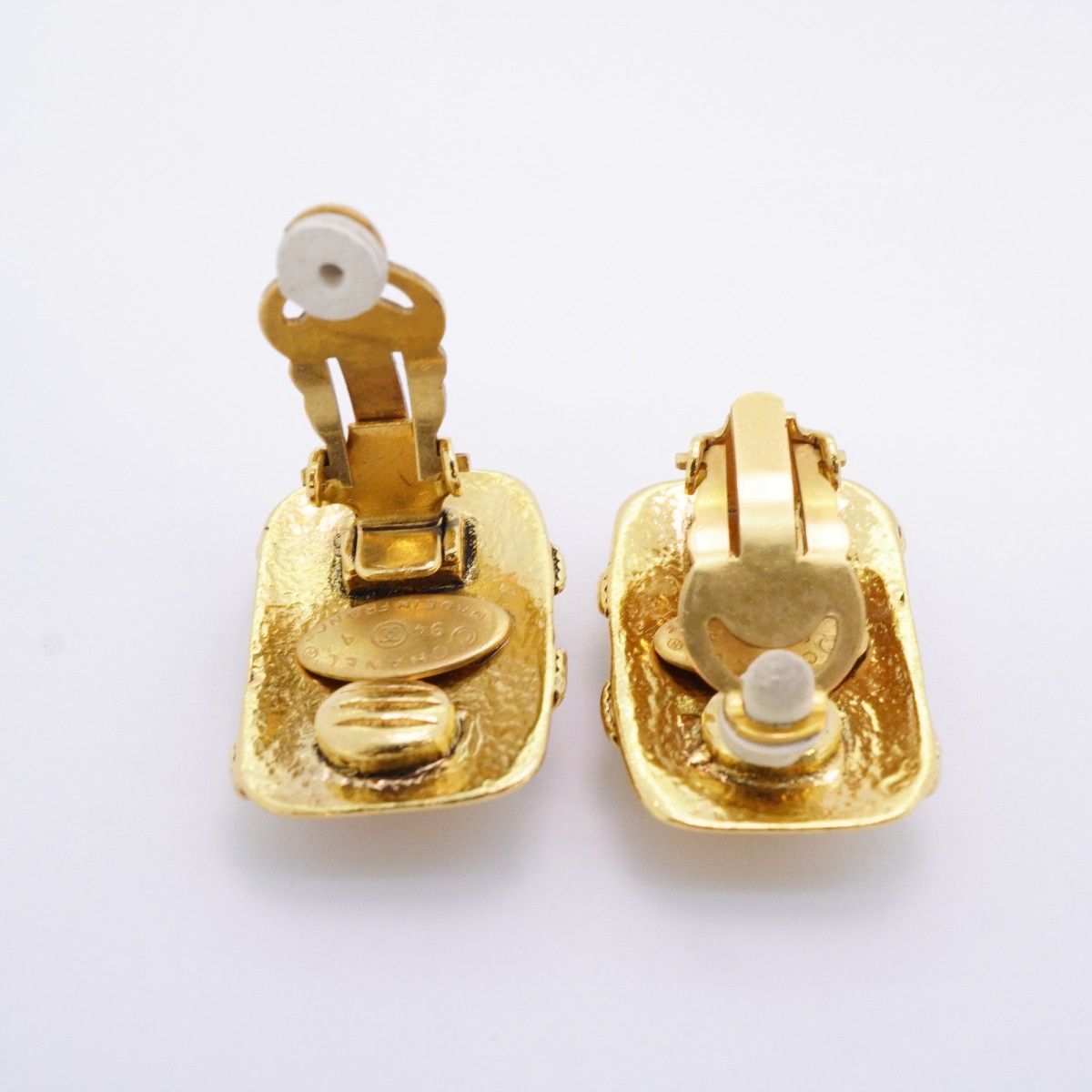 Chanel Earrings Vintage CC Logo Square Gold Plated — view 3
