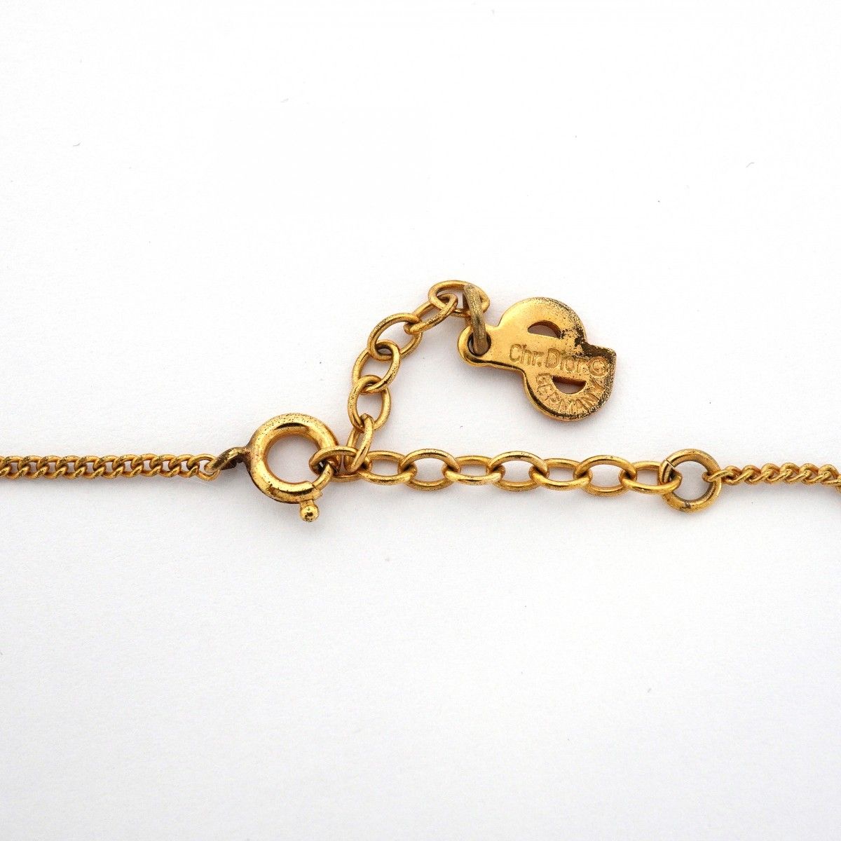 Dior Necklace CD Logo Heart Motif Gold Plated Rhinestone — view 4