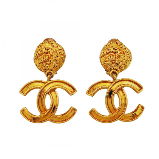 Chanel Earrings Vintage CC Logo Round