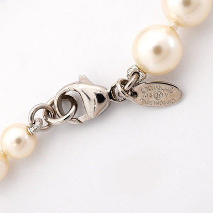 Chanel Necklace CC Logo Metal Faux Pearl Silver — view 4