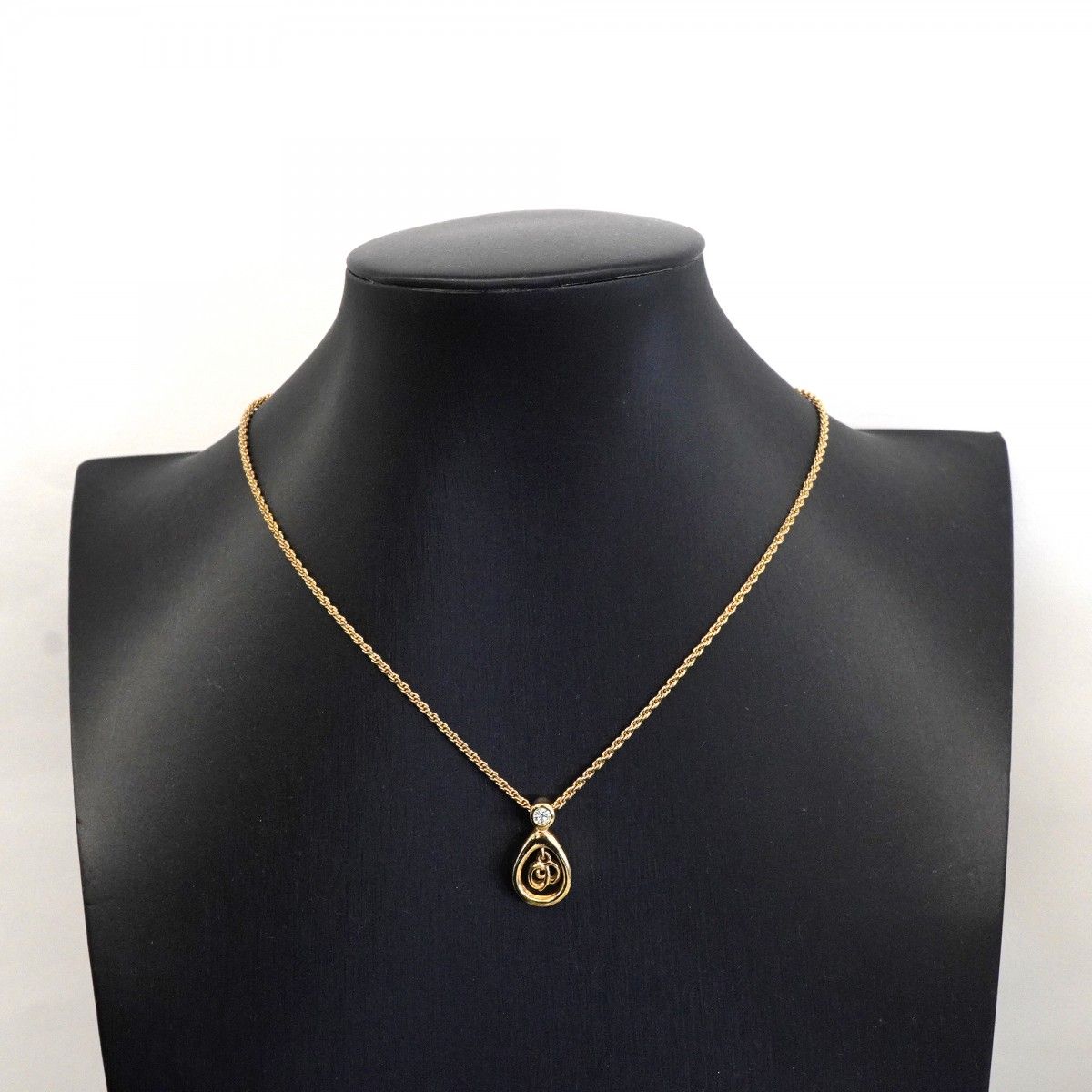 Dior Necklace CD Logo Gold Plated Rhinestone — view 6