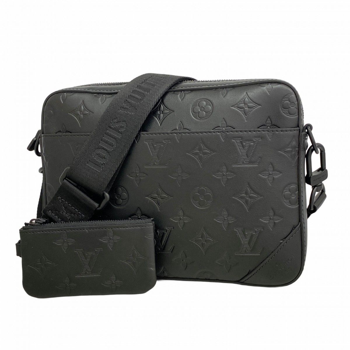 Louis Vuitton Shoulder Bag Monogram Shadow Duo Messenger Black
