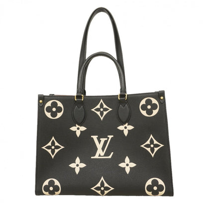 Louis Vuitton Tote Monogram Empreinte Bicolor On The Go MM Black Beige 2-Way