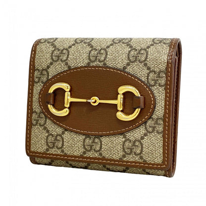Gucci Wallet GG Supreme Horsebit Brown Gold