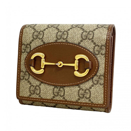 Gucci Wallet GG Supreme Horsebit Brown Gold