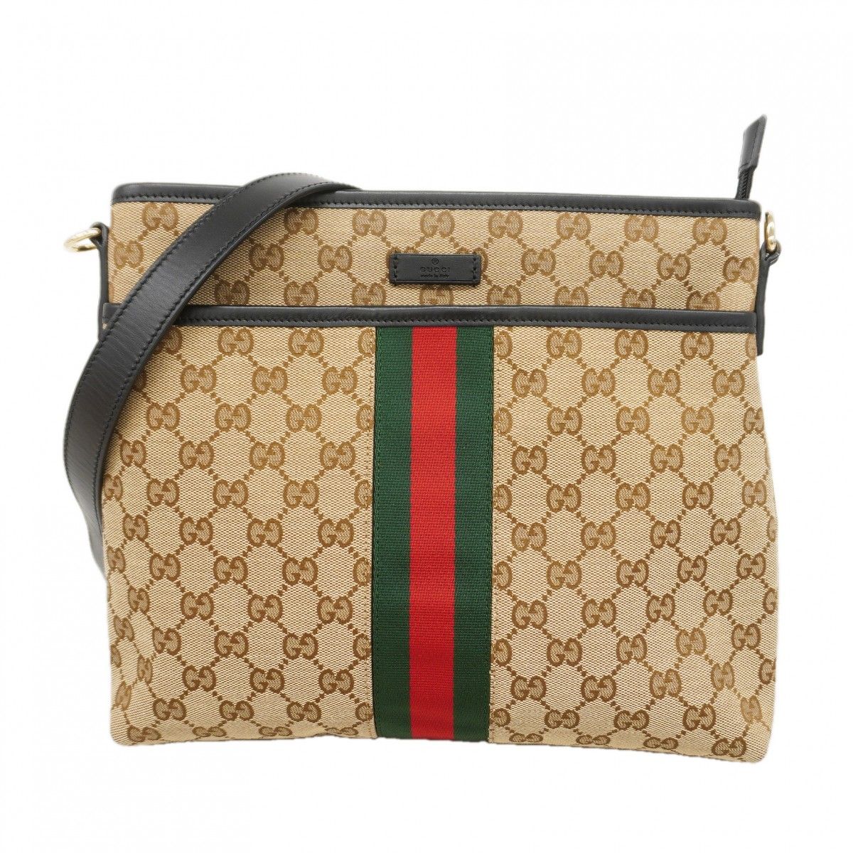 Gucci Shoulder Bag GG Canvas Sherry Line Brown Gold