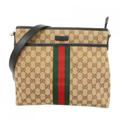 Gucci Shoulder Bag GG Canvas Sherry Line Brown Gold