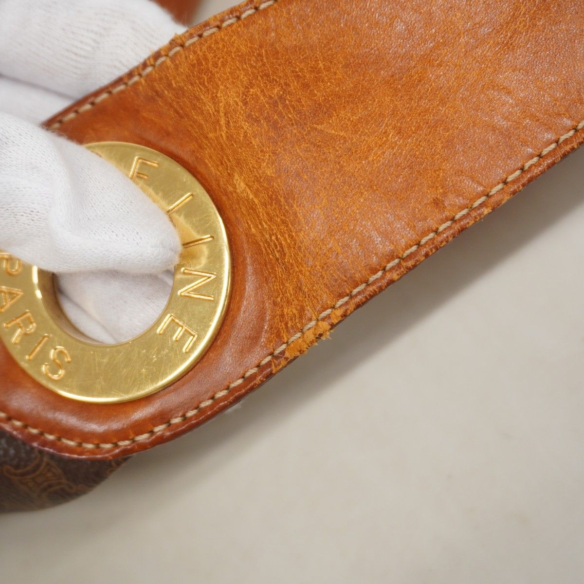 Celine Shoulder Bag Macadam Brown Gold — view 6