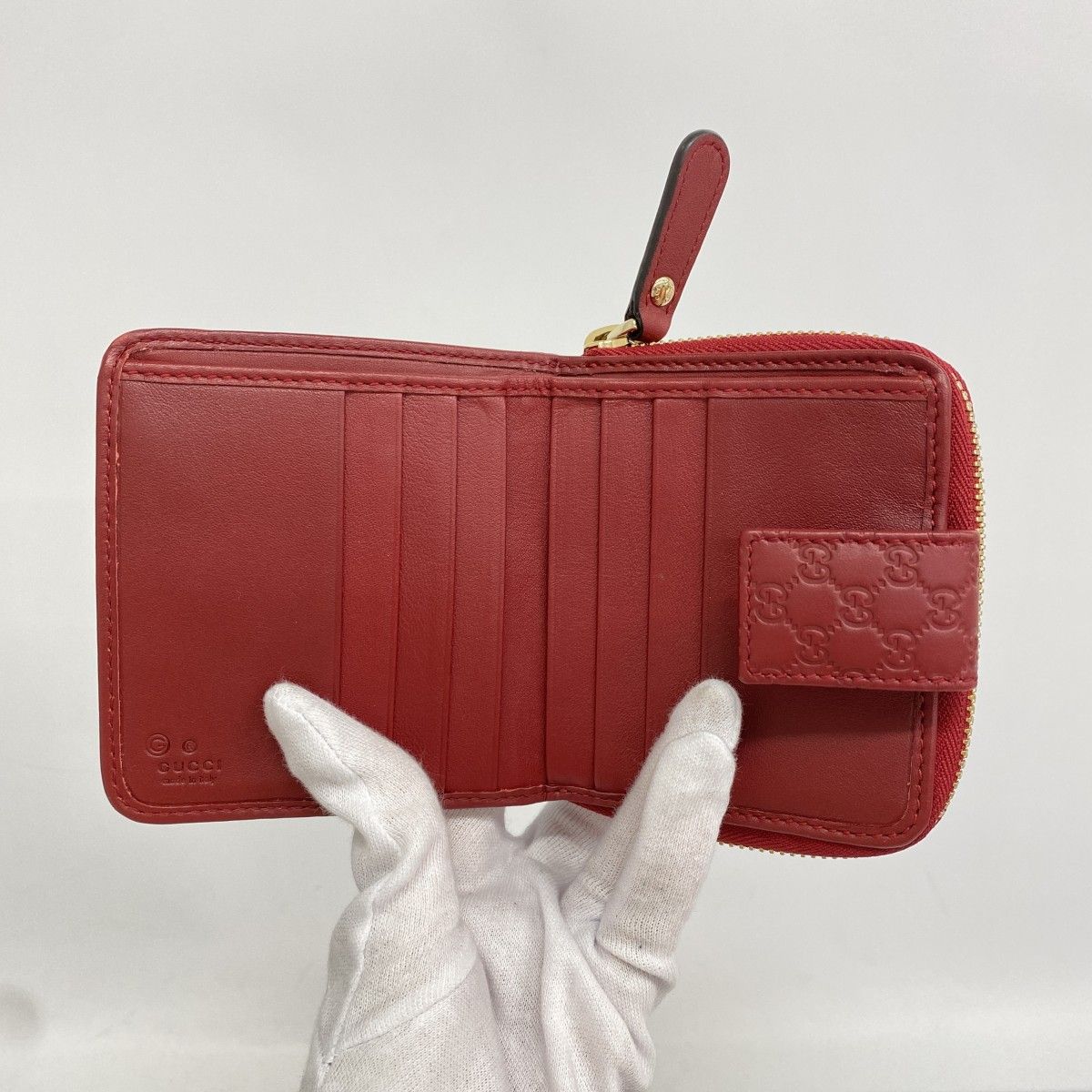 Gucci Wallet Micro Guccissima Leather Bordeaux Champagne Gold — view 3