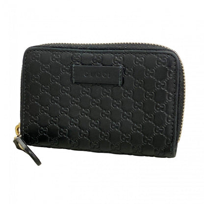 Gucci Coin Case Micro Guccissima Leather Black Champagne Gold