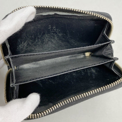 Gucci Coin Case Micro Guccissima Leather Black Champagne Gold — view 3