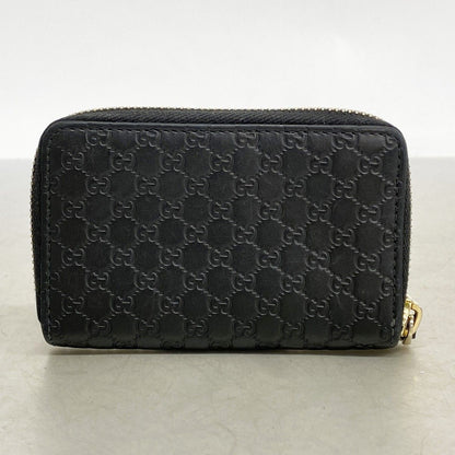 Gucci Coin Case Micro Guccissima Leather Black Champagne Gold — view 8