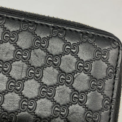 Gucci Coin Case Micro Guccissima Leather Black Champagne Gold — view 7