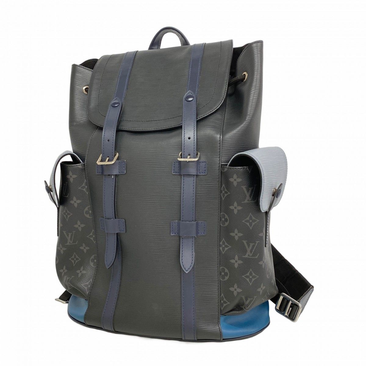 Louis Vuitton Backpack Monogram Eclipse Epi Christopher PM Black Blue