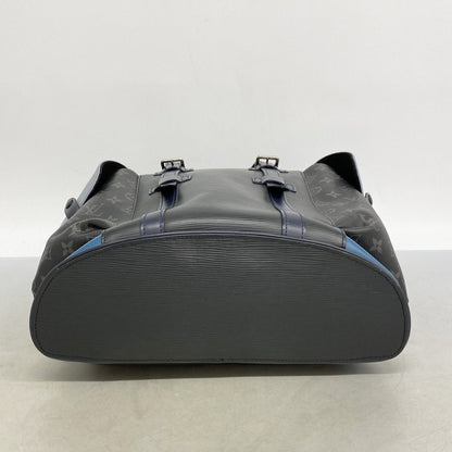 Louis Vuitton Backpack Monogram Eclipse Epi Christopher PM Black Blue — view 3
