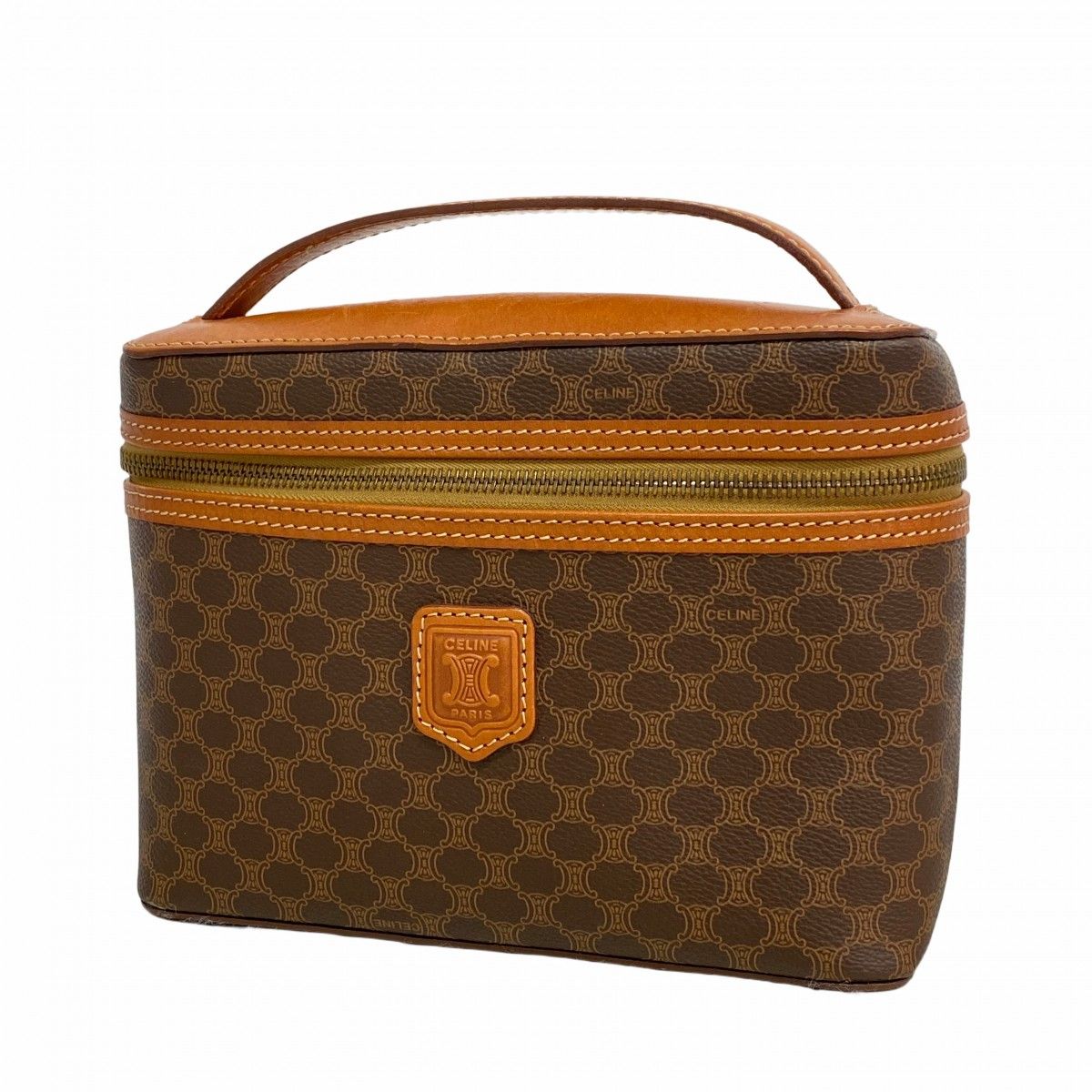 Celine Vanity Bag Macadam Brown Gold
