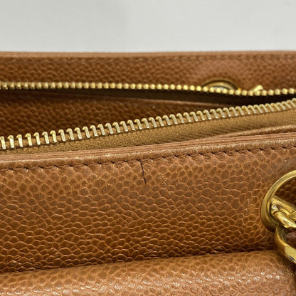 Chanel Chain Tote Caviar Leather Brown Gold — view 9