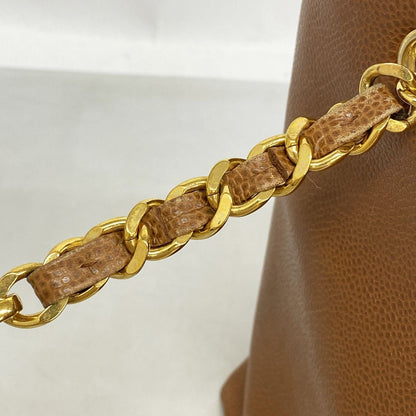 Chanel Chain Tote Caviar Leather Brown Gold — view 8