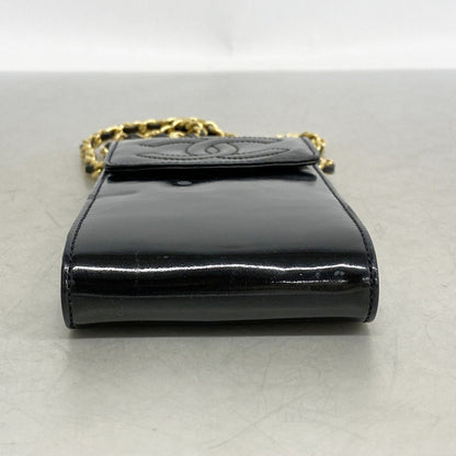 Chanel Shoulder Bag Patent Leather Black Gold — view 3