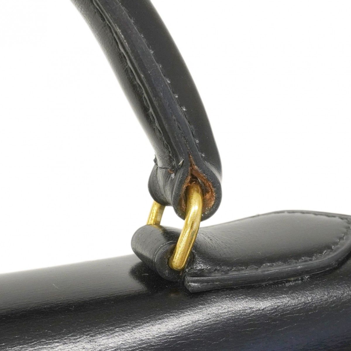 Hermes Handbag Kelly 28 Box Calf Black Gold — view 8