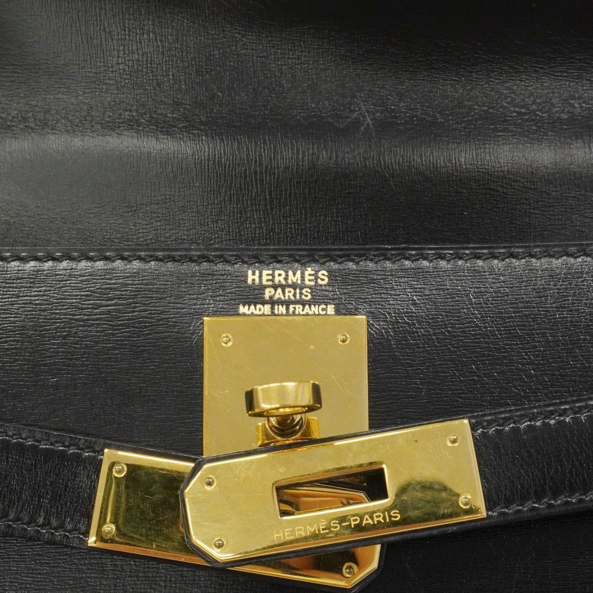 Hermes Handbag Kelly 28 Box Calf Black Gold — view 5