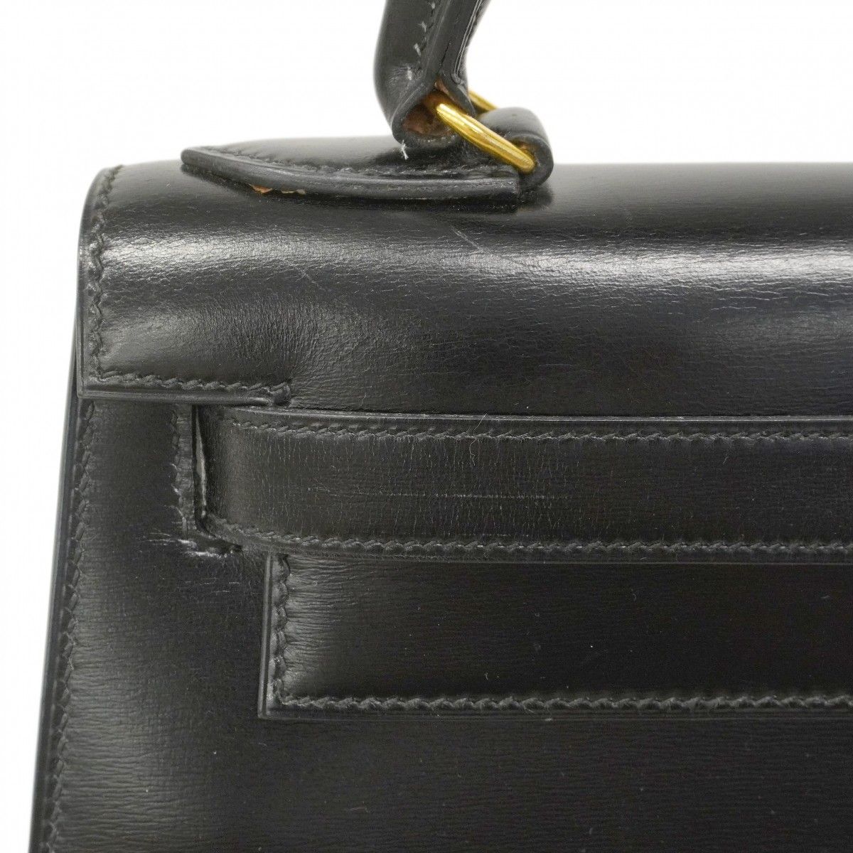 Hermes Handbag Kelly 28 Box Calf Black Gold — view 7