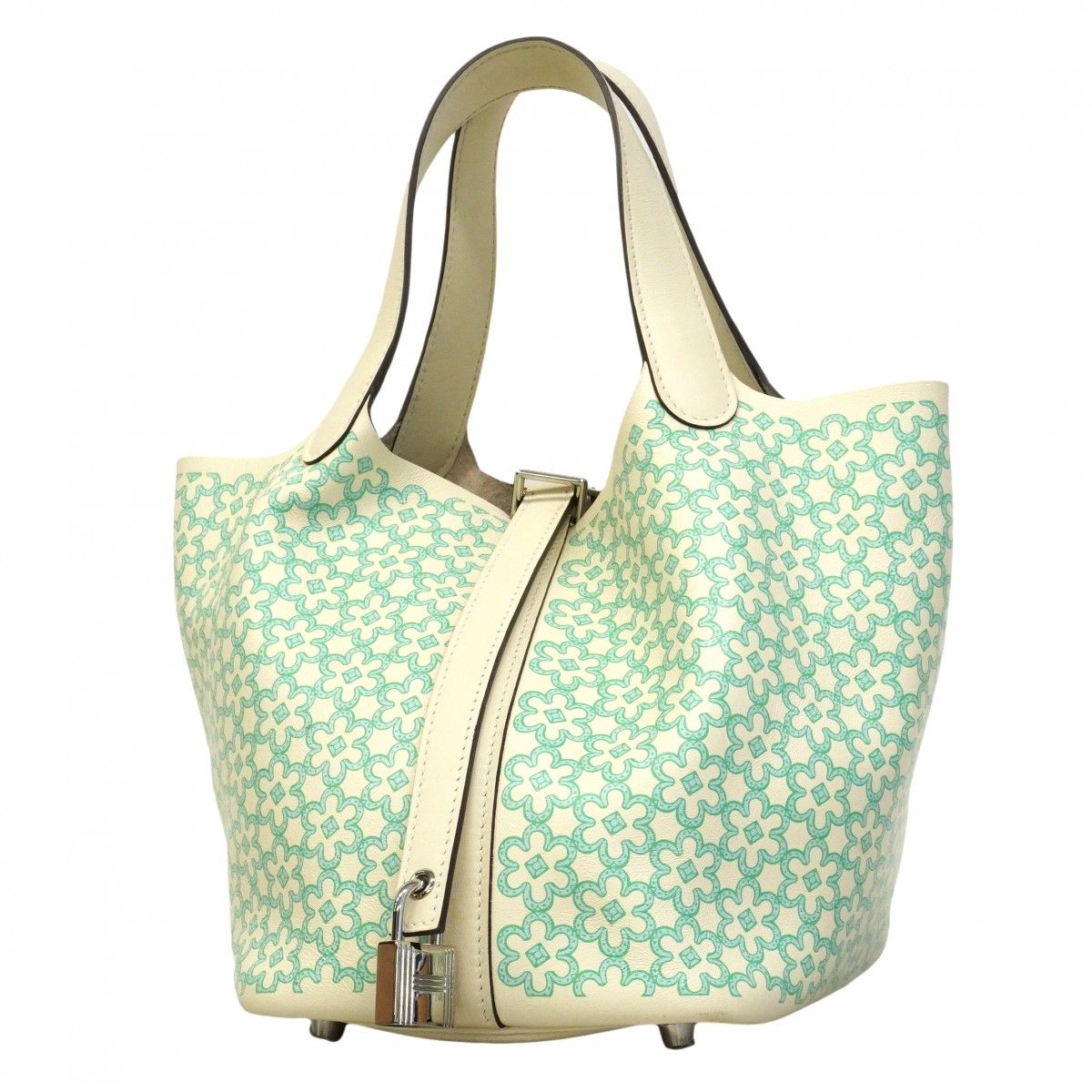 Hermes Handbag Picotin Lock PM Lucky Daisy Swift Nata Vert Silver