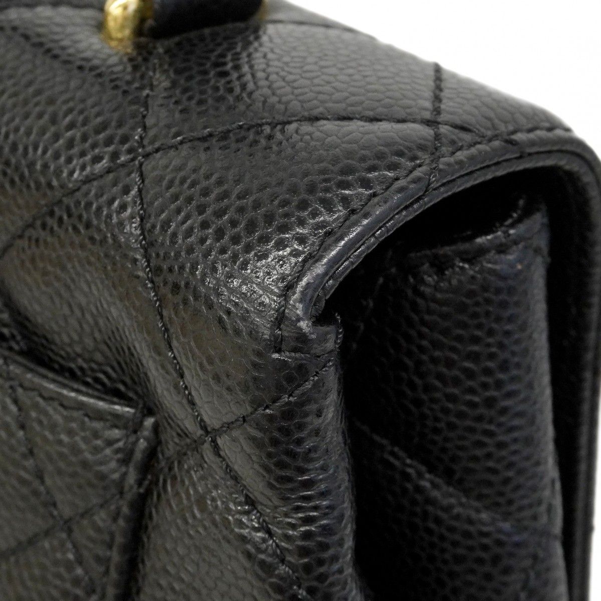Chanel Handbag Quilted Caviar Leather Black Gold — view 6