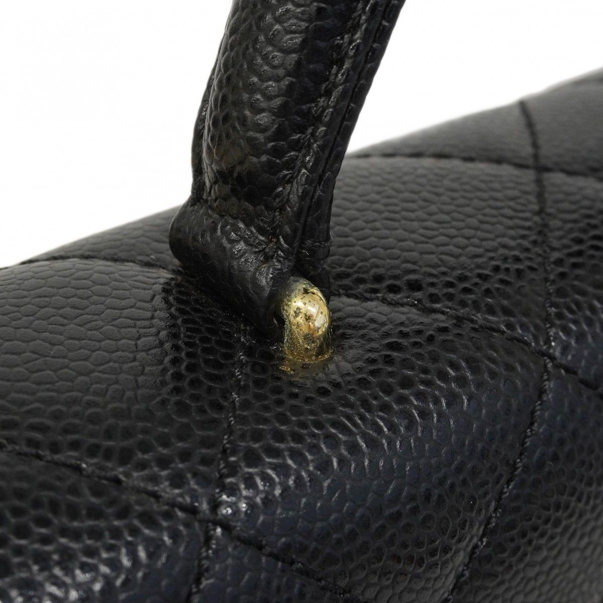 Chanel Handbag Quilted Caviar Leather Black Gold — view 7