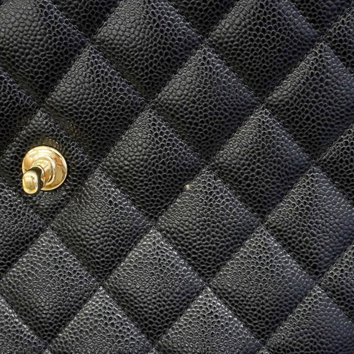 Chanel Handbag Quilted Caviar Leather Black Gold — view 8